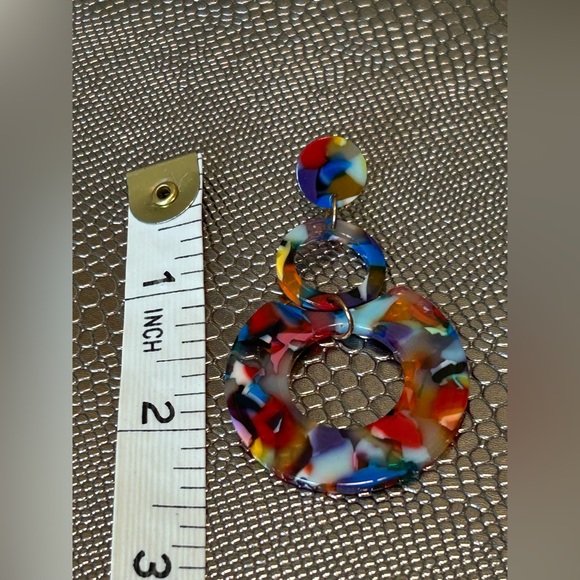 Multicolour resin earrings - Picture 4 of 4